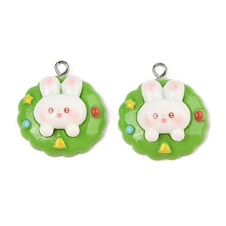 Christmas Theme Rabbit Opaque Resin Pendants RESI-S08-04D-1