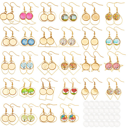 DIY Blank Dome Stainless Steel Dangle Earrings Making Kits DIY-AN0001-09G-1