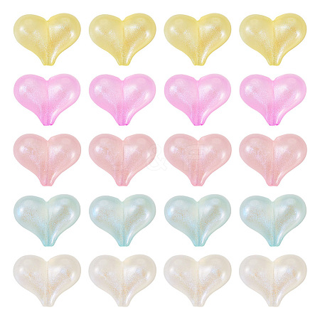 50Pcs 5 Colors Rainbow Iridescent Plating Acrylic Beads RESI-TA0002-19-1