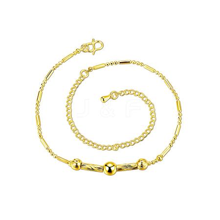 European and American Fashion Brass Ball Chain Anklets For Ladies Summer Holiday AJEW-BB14793-G-1