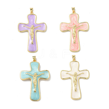 Brass Enamel Pendants KK-Z153-22G-1