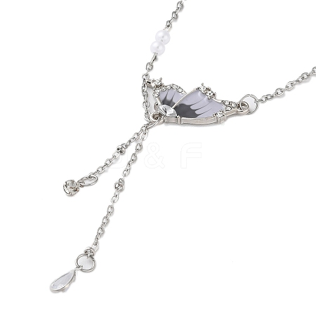 Butterfly Titanium Steel Pendant Necklaces NJEW-L121-01P-1