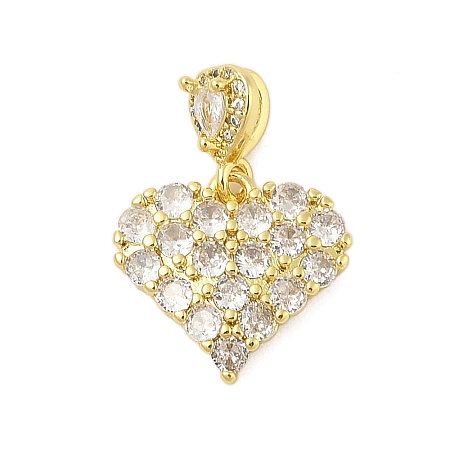 Heart Rack Plating Brass Micro Pave Cubic Zirconia Pendants KK-Z074-55G-1