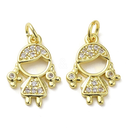 Rack Plating Brass Micro Pave Clear Cubic Zirconia Pendants KK-O017-02D-G-1