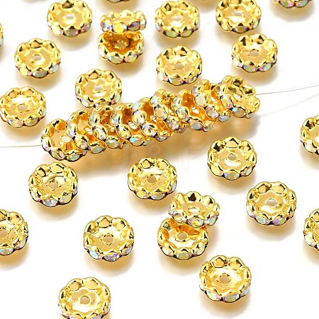 Grade A Brass Rhinestone Spacer Beads RSB160NF-02G-1