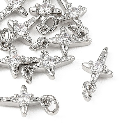 SHEGRACE Brass Micro Pave Clear Cubic Zirconia Pendants XGRQ2O696-453P-1