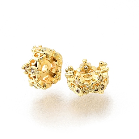 Brass Micro Pave Clear Cubic Zirconia Spacer Beads KK-Z156-08G-02-1