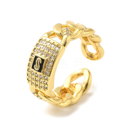 Brass Micro Pave Cubic Zirconia Rings RJEW-R145-03G-1