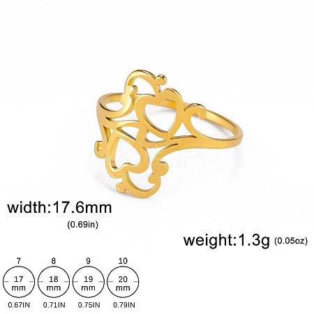 Hollow Out Heart 304 Stainless Steel Finger Rings FS-WGC4FA2-08-1