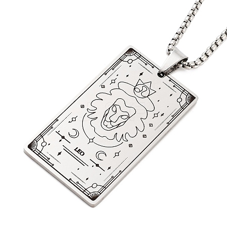 Non-Tarnish 201 Stainless Steel Rectangle with Constellation Pendant Necklaces NJEW-M223-02F-1