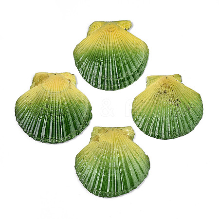 Spray Painted Natural Scallop Shell Big Pendants SSHEL-T017-14E-1