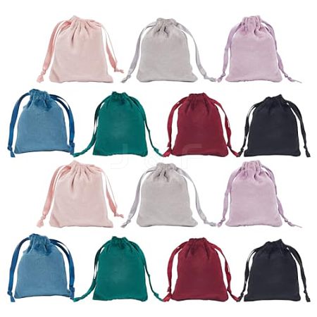 DELORIGIN 28Pcs 7 Colors Velvet Jewelry Drawstring Bags TP-DR0001-02A-1