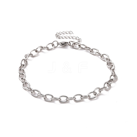 Non-Tarnish 304 Stainless Steel Cable Chain Bracelet for Men Women BJEW-E031-01P-03-1