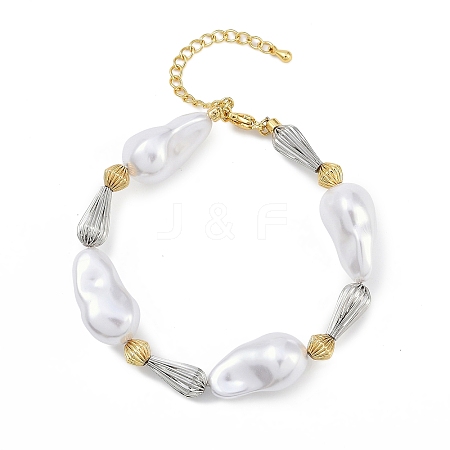 Rack Plating Brass Beaded Bracelets BJEW-P341-08C-G-1