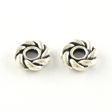 Flower Tibetan Style Alloy Spacers Beads TIBEB-Q066-04AS-LF-1