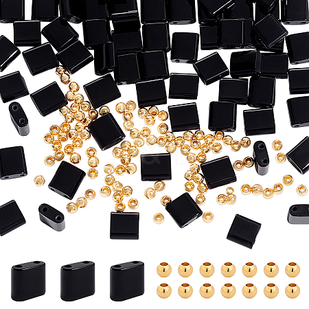 1 Strand Rectangle Natural Black Onyx(Dyed & Heated) Beads Strands G-NB0005-54B-1
