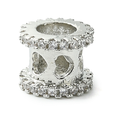 Rack Plating Brass Micro Pave Clear Cubic Zirconia European Beads KK-G501-07P-1