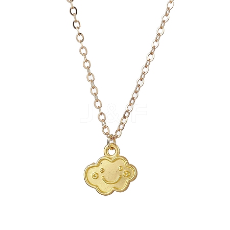 Cloud Face Alloy with Brass Pendant Necklaces NJEW-JN04907-1