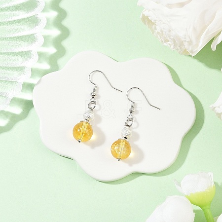 Brass Synthetic Citrine Dangle Earrings EJEW-JE06588-03-1