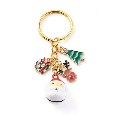 Baking Painted Brass Bell Snowman Keychain for Christmas KEYC-JKC00245-1