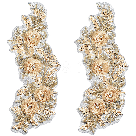 Polyester Embroidery Lace Cloth Patches AJEW-WH20070-069A-1