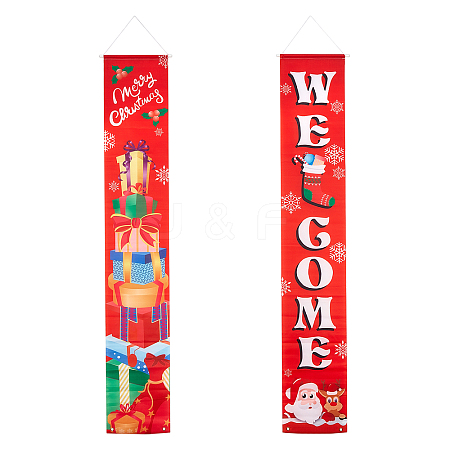 Polyester Hanging Sign for Home Office Front Door Porch Welcome Christmas Decorations AJEW-WH0129-50-1