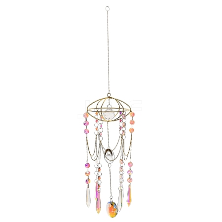 Quartz Crystal & Alloy Suncatchers HJEW-Z009-02B-1