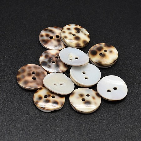2-Hole Flat Round Shell Buttons BUTT-O016-B-01-1