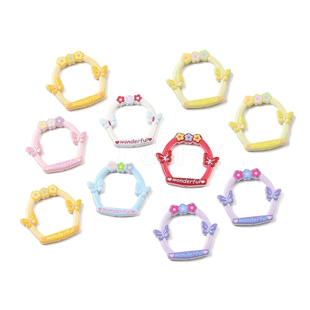 Printed Opaque Acrylic Frame Beads AC-CBA469B-01-1