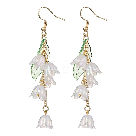 Flower Acrylic with 304 Stainless Steel Dangle Earrings EJEW-JE06142-1