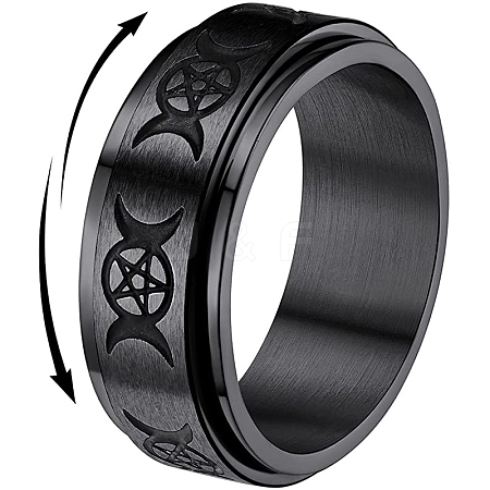 Triple Moon Goddess Stainless Steel Rotating Finger Ring PW-WG65299-10-1