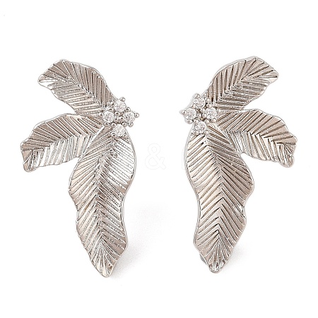 Brass Pave Clear Cubic Zirconia Stud Earring Findings LS-KK-N256-27P-1