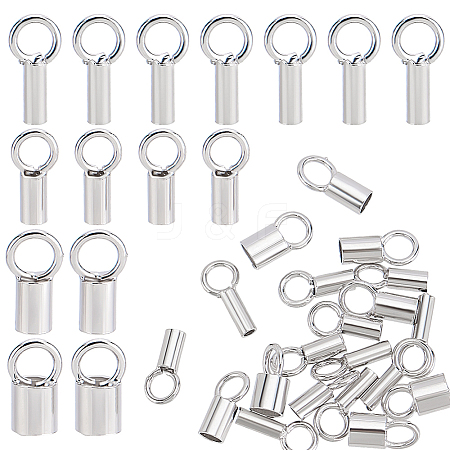 4 Styles Rhodium Plated 925 Sterling Silver Cord Ends STER-PH0003-37-1