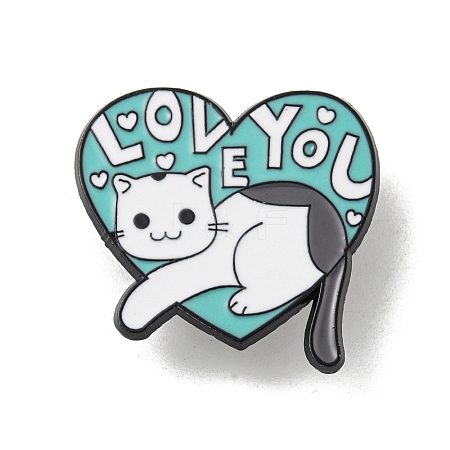 Cartoon Cat Shape Theme Black Alloy Brooches JEWB-A025-02B-1