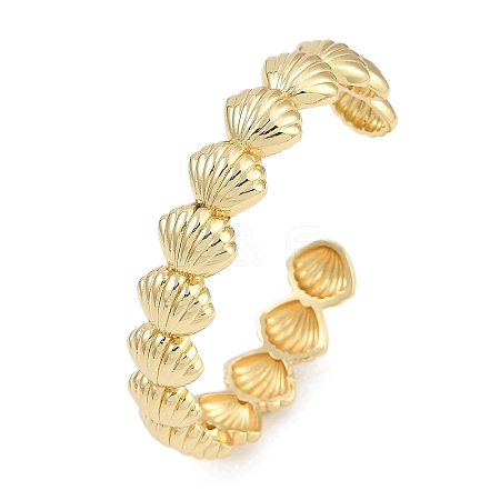 Shell Shape Rack Plating Brass Cuff Bangles for Women LS-BJEW-P341-05G-1
