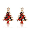 Christmas Tree Alloy Rhinestone Stud Earrings WG792CD-01-4