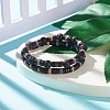 2Pcs 2 Style Natural Coconut & Blue Spot Jasper & Lava Rock Beaded Stretch Bracelets Set BJEW-JB07944-2