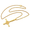 Cross & Star Alloy Pendant Pendant Twisted Chain Necklaces for Women NJEW-NH0001-03G-4