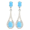 Rack Plating Teardrop Brass Pave Clear Cubic Zirconia Stud Earrings for Women EJEW-Z059-08P-1