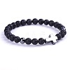 Natural Lava Rock & Synthetic Non-magnetic Hematite Beads Stretch Bracelets for Women Men BO6196-1-1