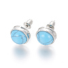 Natural & Synthetic Gemstone Stud Earrings EJEW-F162-H-3