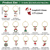 BENECREAT 24Pcs 12 Styles Christmas Tree & Snowflake & Sock & Santa Claus Alloy Enamel Dangle Wine Glass Charms with Glass Pearl AJEW-BC0003-12-2