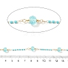 Brass Hexagonal Column Glass Seaded Beaded & Resin Round Beaded Link Chains CHC-G026-01A-2