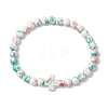 Synthetic Ocean White Jade Beads Stretch Bracelets for Women Men BJEW-JB11300-04-2