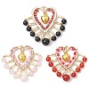 3Pcs 3 Styles Natural Black Onyx(Dyed & Heated) & Carnelian & Rose Quartz & Glass Seed Beads Pendants PALLOY-MZ00444-1