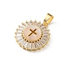 Brass Micro Pave Clear Cubic Zirconia Pendants SH-CBA03AF-14C-G-2