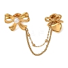 Bowknot & Heart 304 Stainless Steel & Plastic Pearl Hanging Chain Brooches JEWB-G049-02G-1