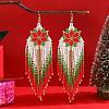 Christmas Style Handmade Glass Seed Beads Tassel Dangle Earrings AB2839-1