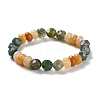 Natural Topaz Jade and Natural Moss Agate Beaded Stretch Bracelets for Women Men BJEW-C081-04-2