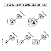 201 Stainless Steel Ball Stud Earrings STAS-UN0019-07P-4